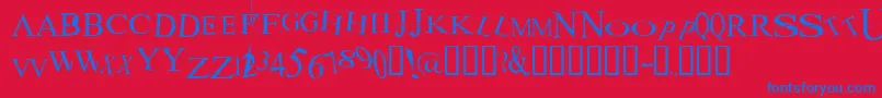 fuente AKOOM    – Fuentes Azules Sobre Fondo Rojo