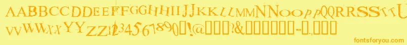 Czcionka AKOOM    – pomarańczowe czcionki na żółtym tle