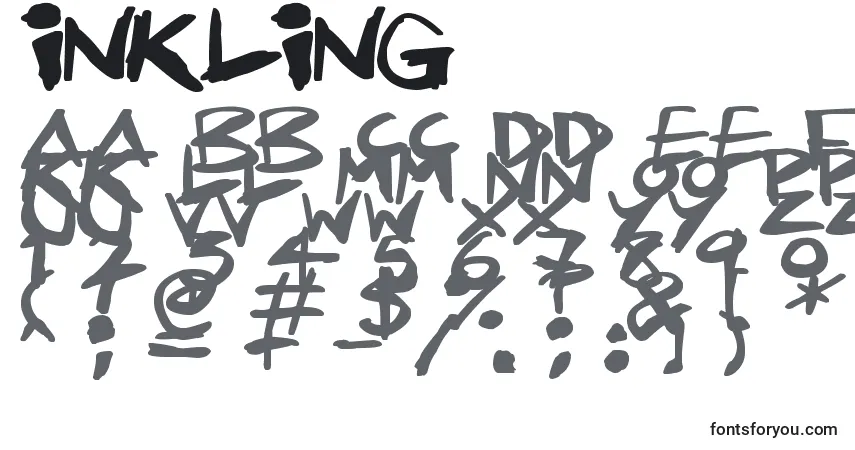 Czcionka Inkling – alfabet, cyfry, specjalne znaki