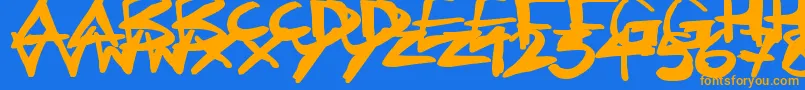 Inkling Font – Orange Fonts on Blue Background