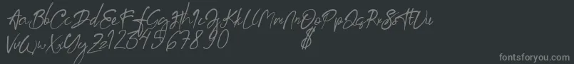 aksoro Demo-fontti – harmaat kirjasimet mustalla taustalla