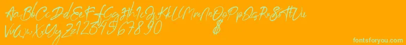aksoro Demo Font – Green Fonts on Orange Background