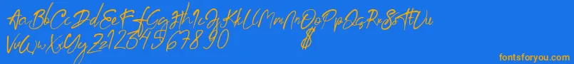 aksoro Demo Font – Orange Fonts on Blue Background