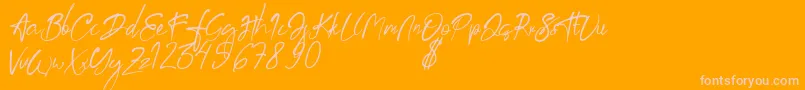 aksoro Demo Font – Pink Fonts on Orange Background