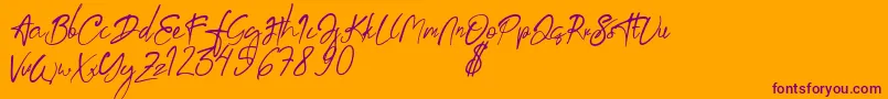 aksoro Demo Font – Purple Fonts on Orange Background