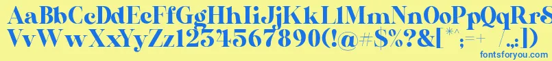 フォントAL Nevrada Personal Use Only – 青い文字が黄色の背景にあります。