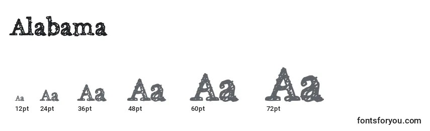 Größen der Schriftart Alabama (118959)