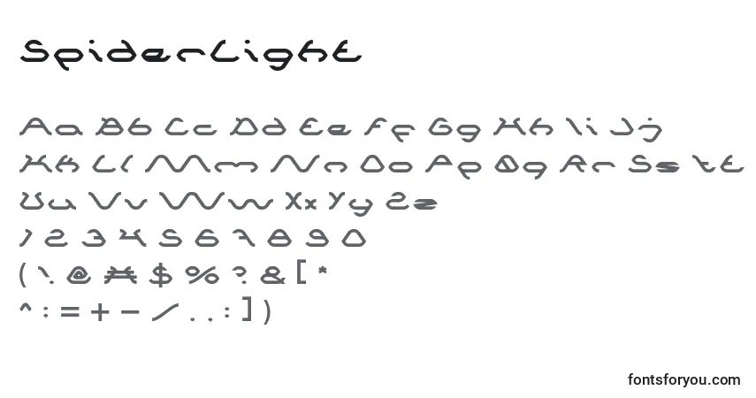 Шрифт SpiderLight – алфавит, цифры, специальные символы