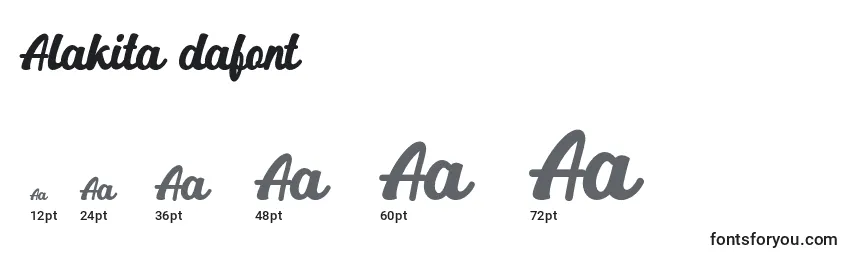 Размеры шрифта Alakita dafont