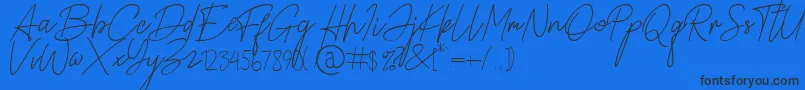 Alamanda Santika Signature Font – Black Fonts on Blue Background