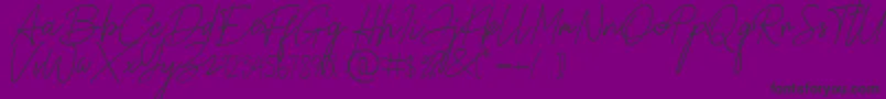 Alamanda Santika Signature-Schriftart – Schwarze Schriften auf violettem Hintergrund