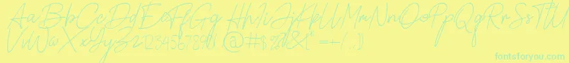 Alamanda Santika Signature Font – Green Fonts on Yellow Background