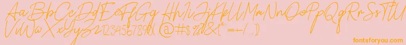 Alamanda Santika Signature Font – Orange Fonts on Pink Background