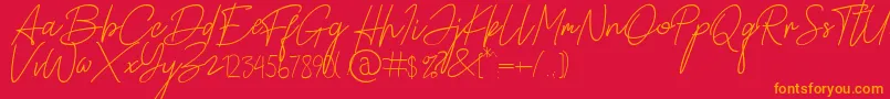 Alamanda Santika Signature Font – Orange Fonts on Red Background