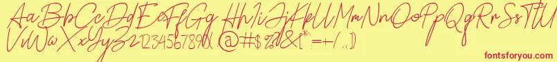 Alamanda Santika Signature Font – Red Fonts on Yellow Background