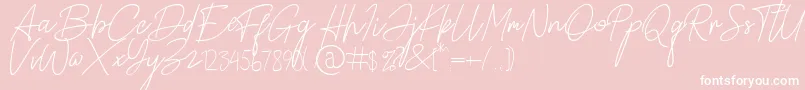 Alamanda Santika Signature-Schriftart – Weiße Schriften auf rosa Hintergrund