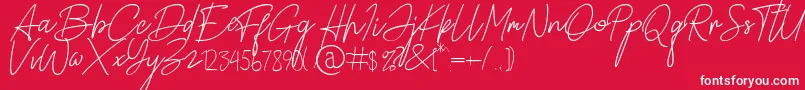 フォントAlamanda Santika Signature – 赤い背景に白い文字