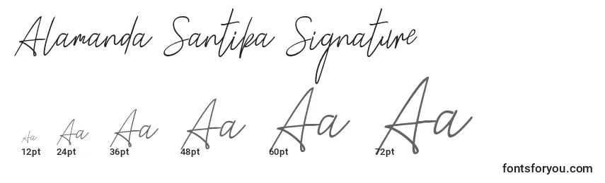Tamaños de fuente Alamanda Santika Signature