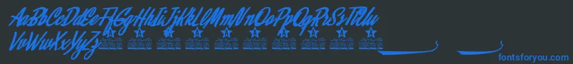 Шрифт Alamoana Personal Use – синие шрифты на чёрном фоне