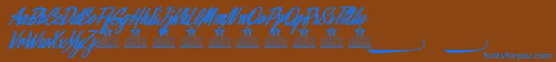 Czcionka Alamoana Personal Use – niebieskie czcionki na brązowym tle