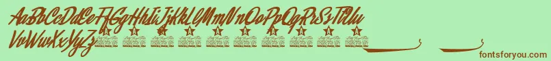 Czcionka Alamoana Personal Use – brązowe czcionki na zielonym tle