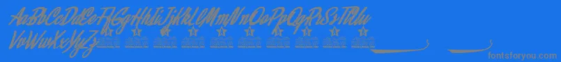 Alamoana Personal Use-Schriftart – Graue Schriften auf blauem Hintergrund