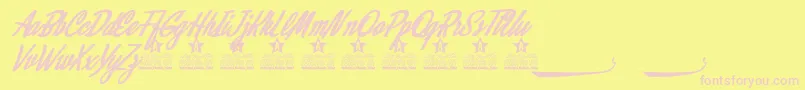 Alamoana Personal Use-Schriftart – Rosa Schriften auf gelbem Hintergrund