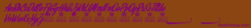 Alamoana Personal Use-Schriftart – Violette Schriften auf braunem Hintergrund