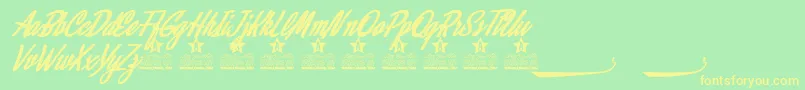 Alamoana Personal Use-fontti – keltaiset fontit vihreällä taustalla