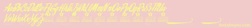 Alamoana Personal Use-Schriftart – Gelbe Schriften auf rosa Hintergrund