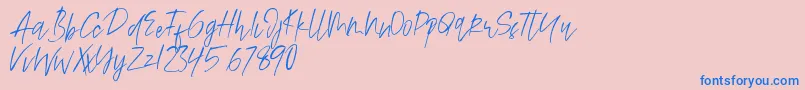 Alamode-Schriftart – Blaue Schriften auf rosa Hintergrund