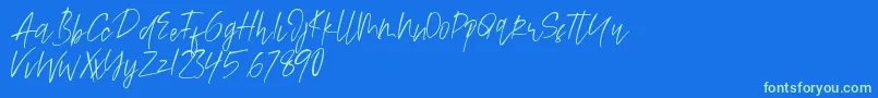 Alamode Font – Green Fonts on Blue Background