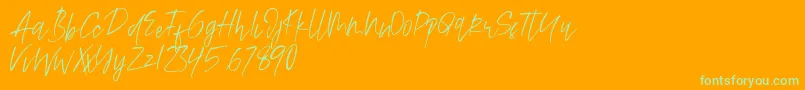フォントAlamode – オレンジの背景に緑のフォント