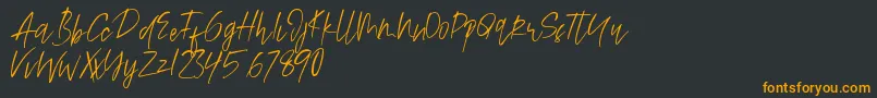 Alamode-Schriftart – Orangefarbene Schriften auf schwarzem Hintergrund
