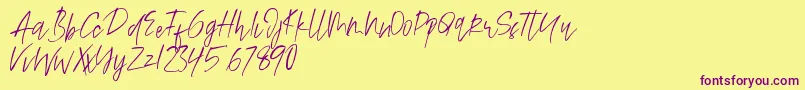 Alamode Font – Purple Fonts on Yellow Background