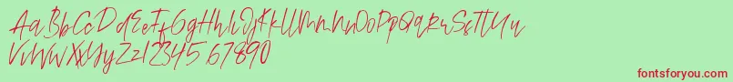 Alamode Font – Red Fonts on Green Background