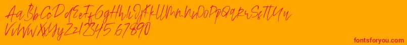 Alamode-Schriftart – Rote Schriften auf orangefarbenem Hintergrund