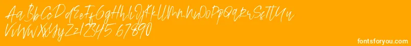 Alamode-Schriftart – Weiße Schriften auf orangefarbenem Hintergrund