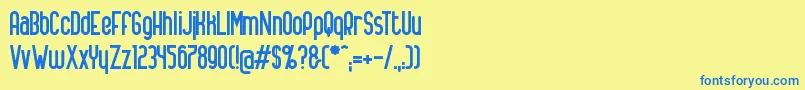 フォントalanus – 青い文字が黄色の背景にあります。