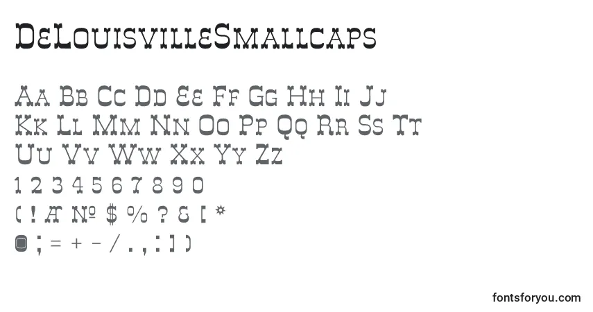 A fonte DeLouisvilleSmallcaps – alfabeto, números, caracteres especiais