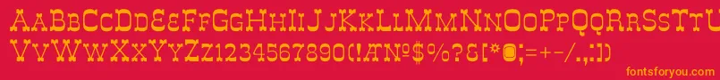 フォントDeLouisvilleSmallcaps – 赤い背景にオレンジの文字