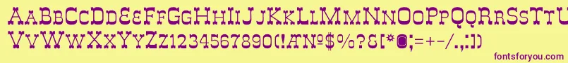 DeLouisvilleSmallcaps-Schriftart – Violette Schriften auf gelbem Hintergrund
