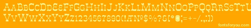 DeLouisvilleSmallcaps-Schriftart – Gelbe Schriften auf orangefarbenem Hintergrund