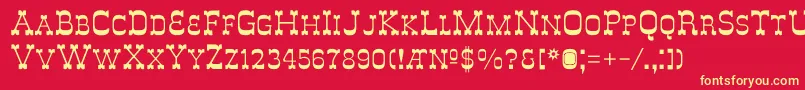 DeLouisvilleSmallcaps-fontti – keltaiset fontit punaisella taustalla