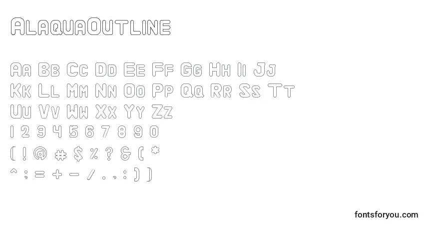 AlaquaOutline-fontti – aakkoset, numerot, erikoismerkit