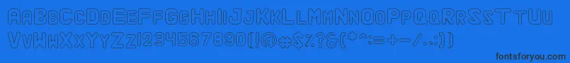 フォントAlaquaOutline – 黒い文字の青い背景