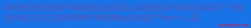 AlaquaOutline-Schriftart – Rote Schriften auf blauem Hintergrund