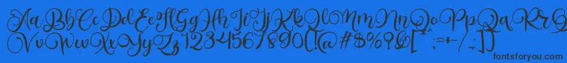 Шрифт Alarante Script Personal Use – чёрные шрифты на синем фоне