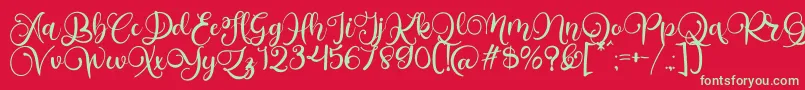 Alarante Script Personal Use-fontti – vihreät fontit punaisella taustalla
