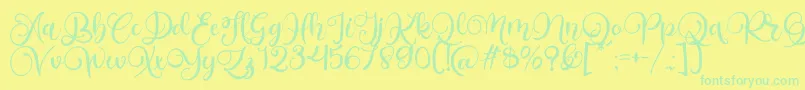 Fonte Alarante Script Personal Use – fontes verdes em um fundo amarelo